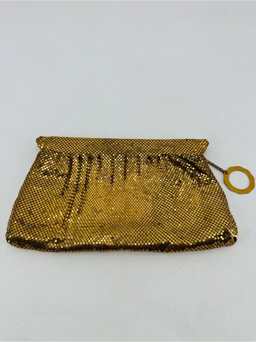 Whiting & Davis Vintage 40s Art Deco Mid Century Glam Gold Metal Mesh Clutch